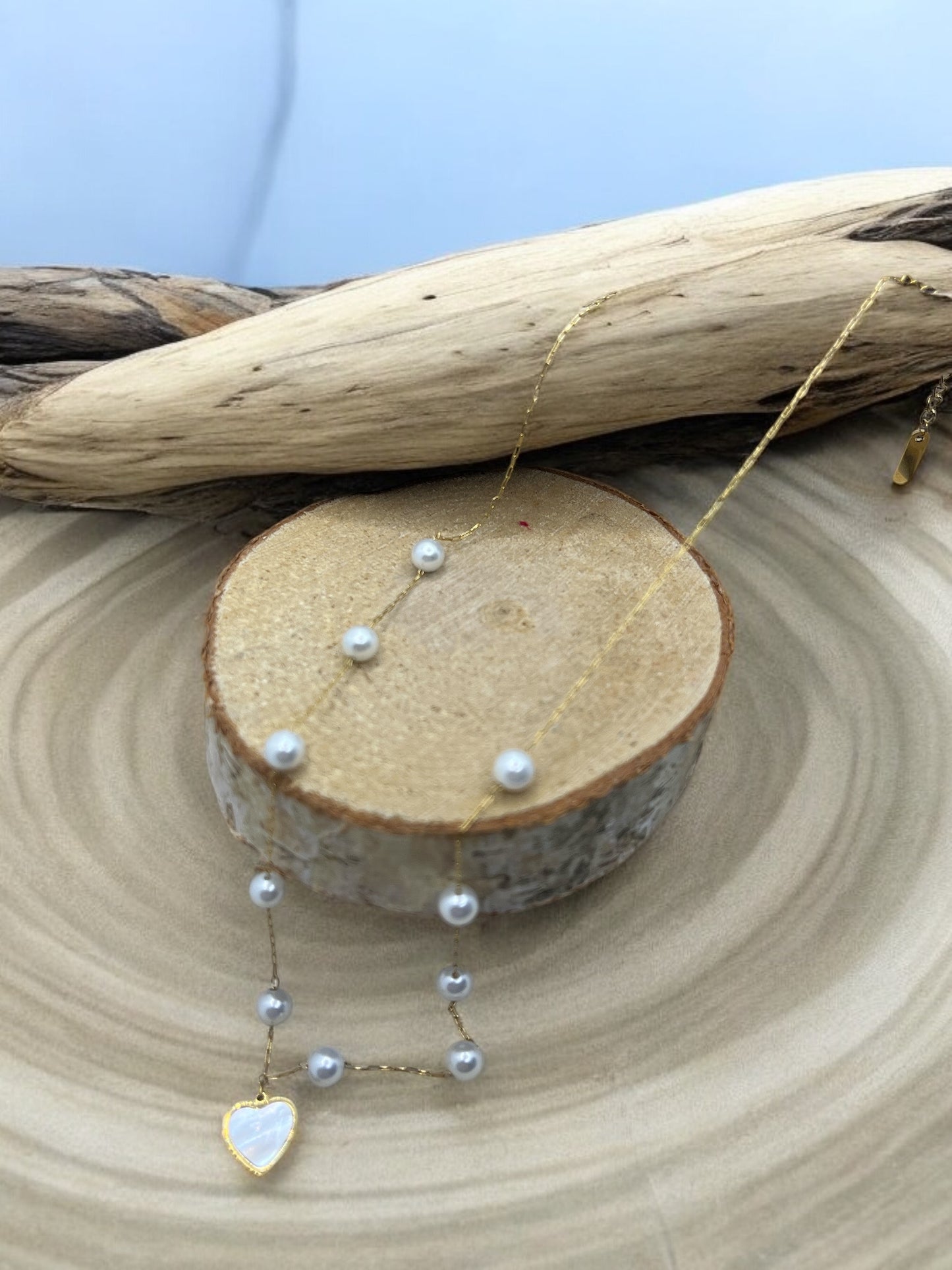 Collier chaine fine de perles Tendance avec pendentif - Elégance - Acier inoxydable doré ou argenté