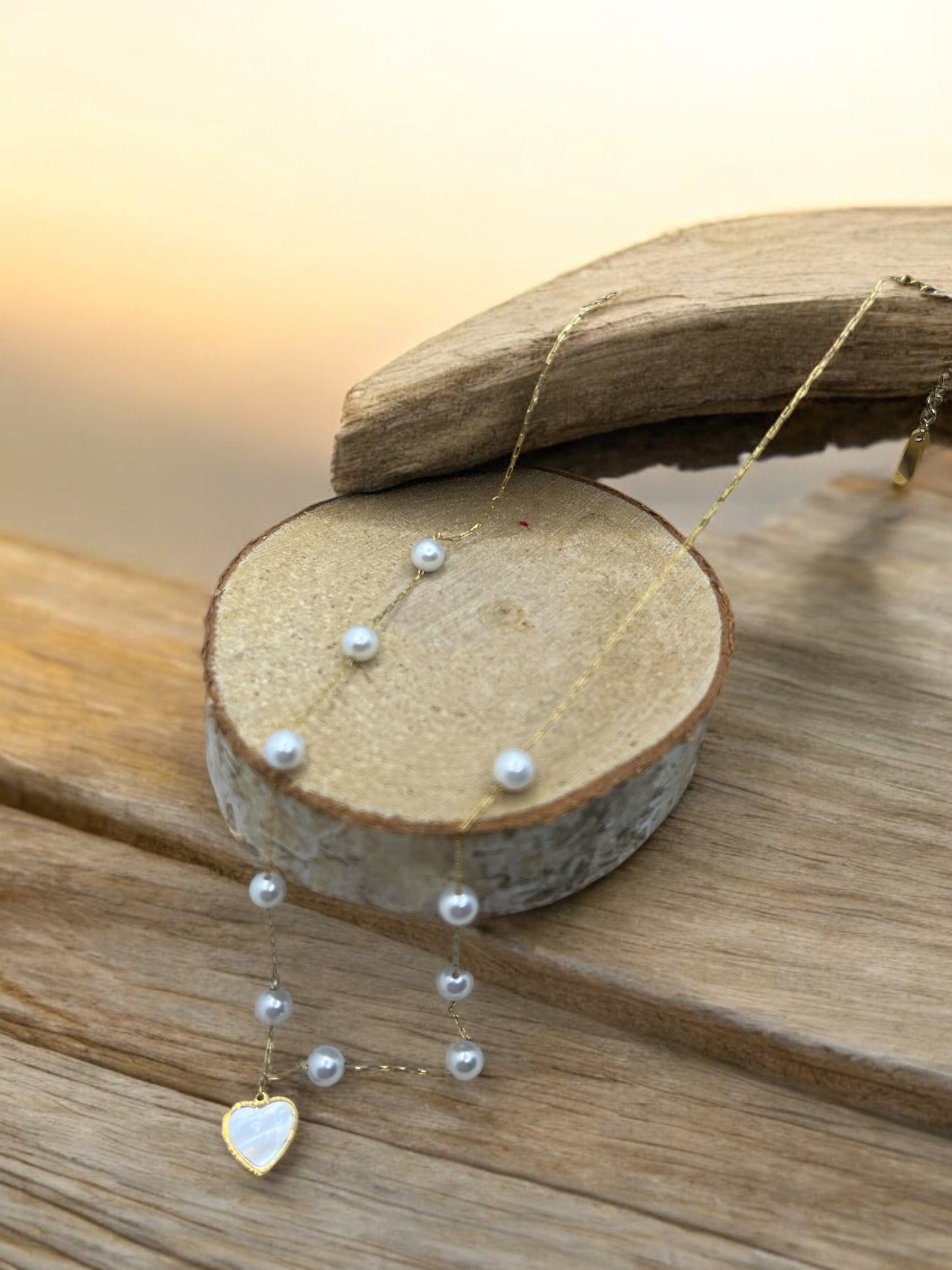 Collier chaine fine de perles Tendance avec pendentif - Elégance - Acier inoxydable doré ou argenté