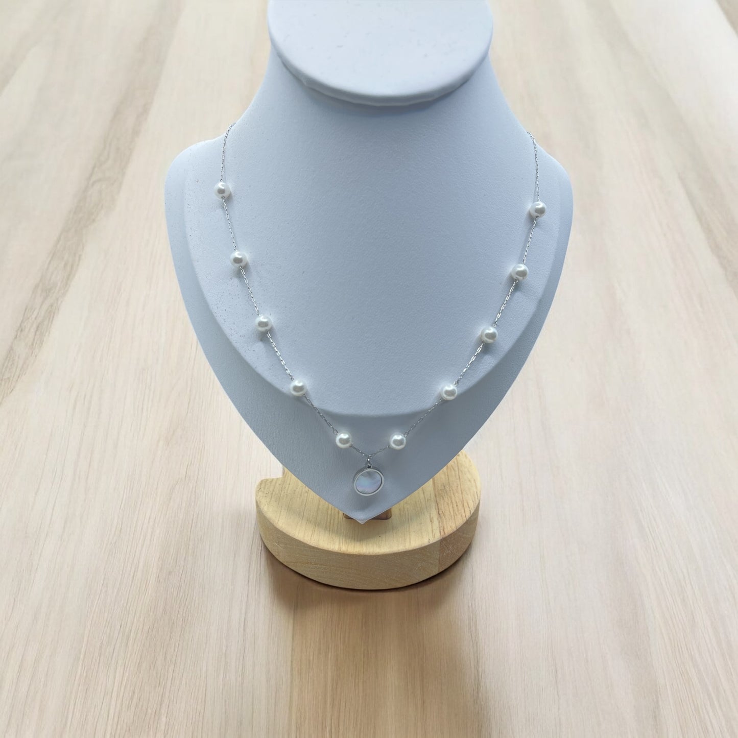 Collier chaine fine de perles Tendance avec pendentif - Elégance - Acier inoxydable doré ou argenté