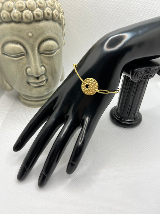 Bracelets Fantaisie en Acier Inoxydable - Doré - Chaînette fine et Maillon agraphe