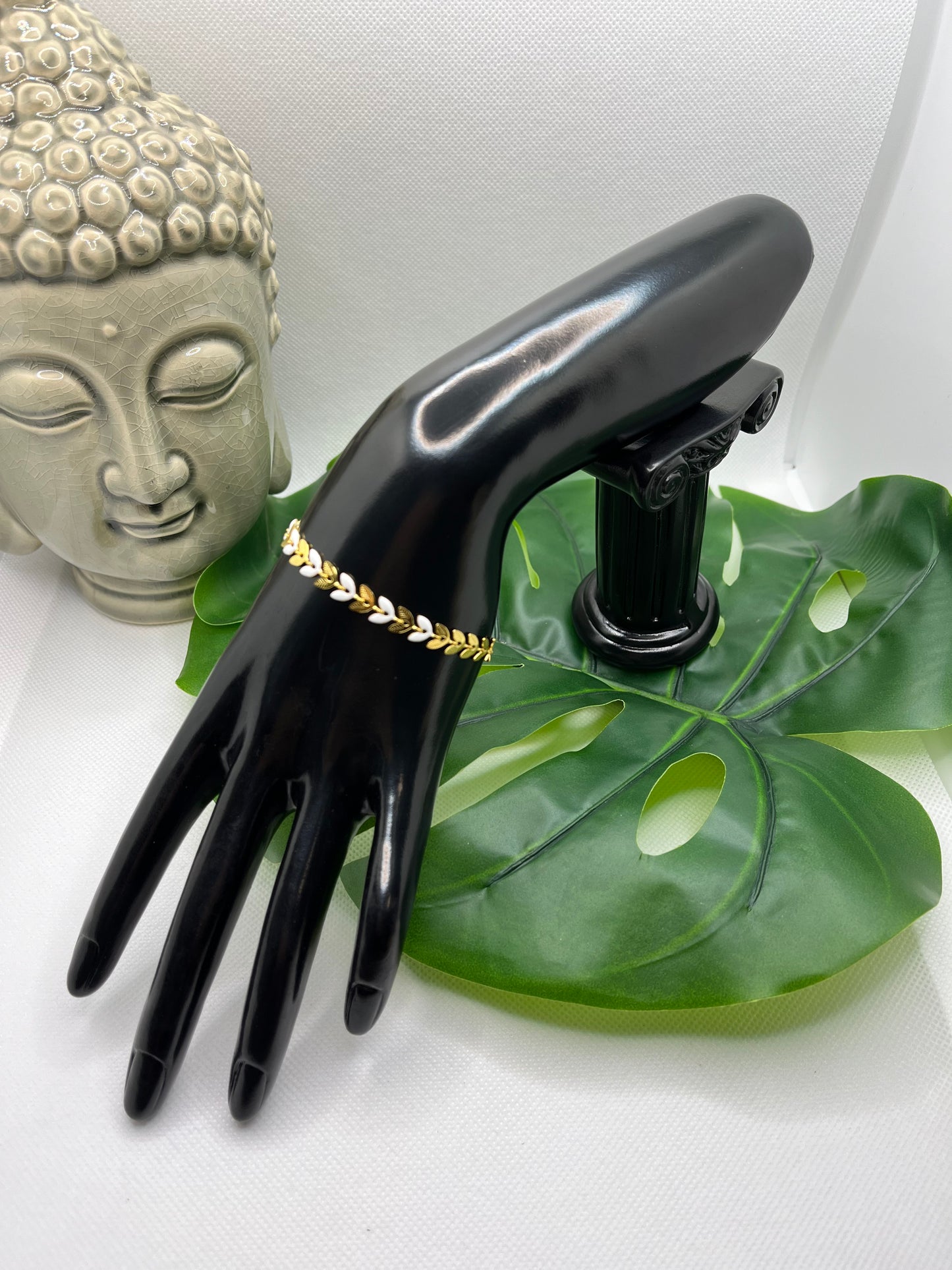 Bracelets Fantaisie Femme doré et blanc - En Acier Inoxydable