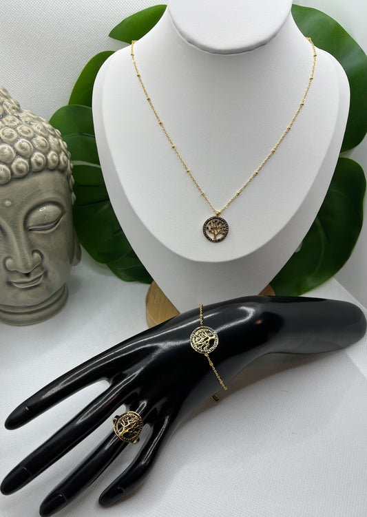 Parures bijoux Femme, ensemble * Collier - Bracelet - Bague * Arbre de vie
