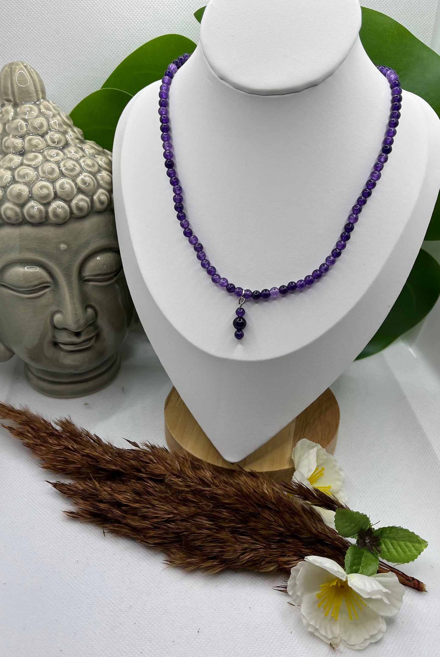 Collier en Pierre Naturelles - Améthyste - sur fil élastique