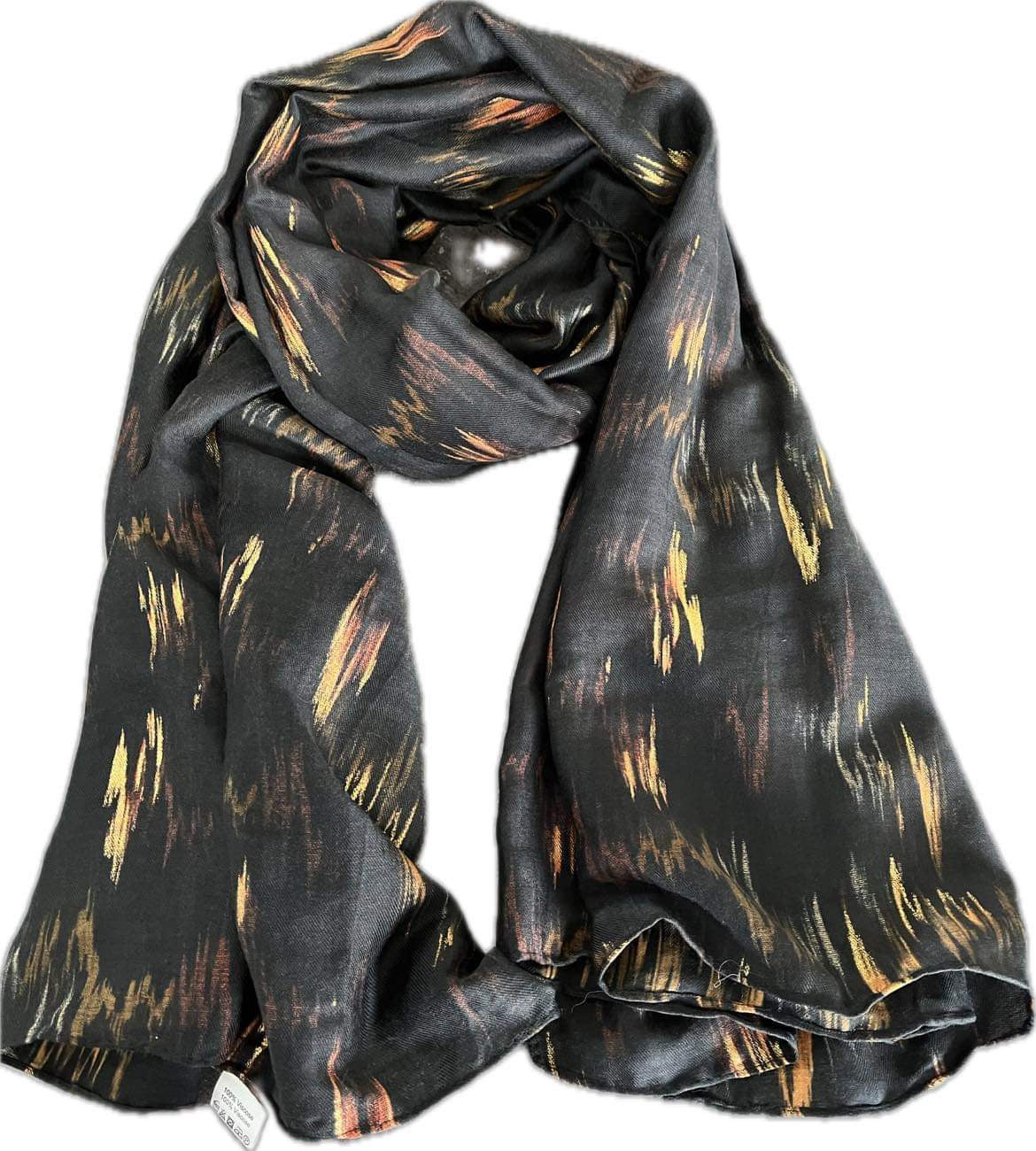 Foulard Chic et Doux Tendance Femme Noir avec ses nuance marron claire et doré