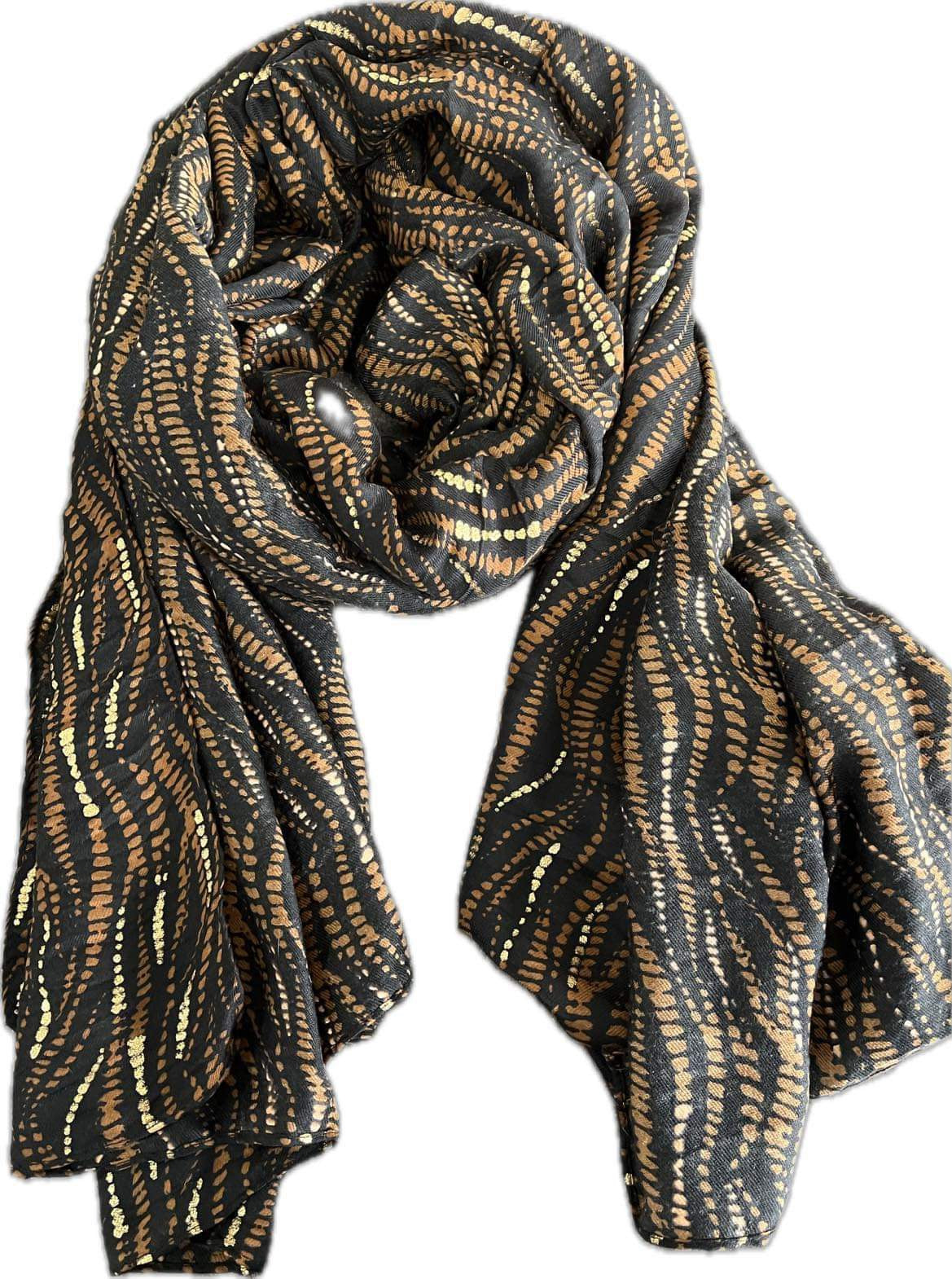 Foulard Doux et Chaleureux Femme aux Couleur Marron - noir et doré