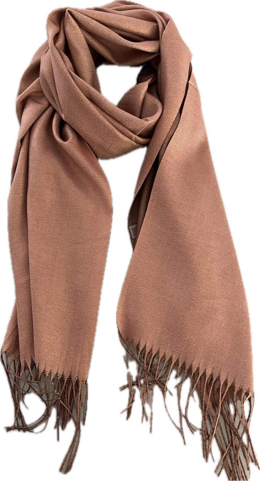 Foulard Chaleureux et Chic doux Femme - Rose  et nuance brillant - Franges