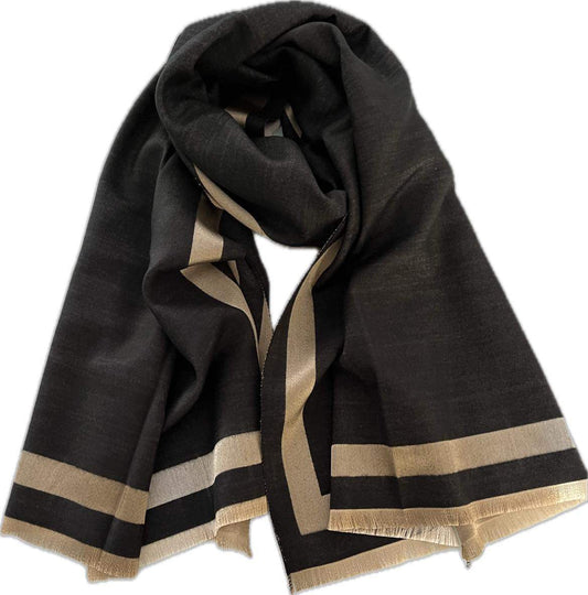Foulard Femme doux et Chic de Couleur Noir et tour Doré