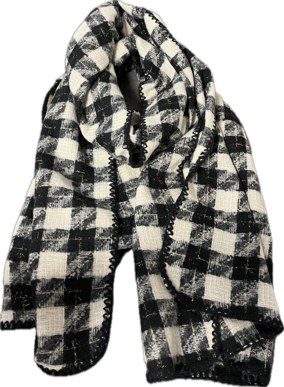 Echarpe douce, chaude et Chaleureuse pied de poule de couleur noir et blanc