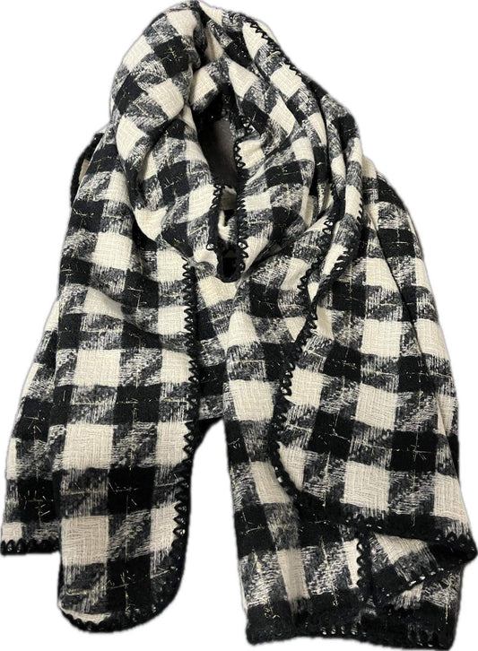 Echarpe douce, chaude et Chaleureuse pied de poule de couleur noir et blanc
