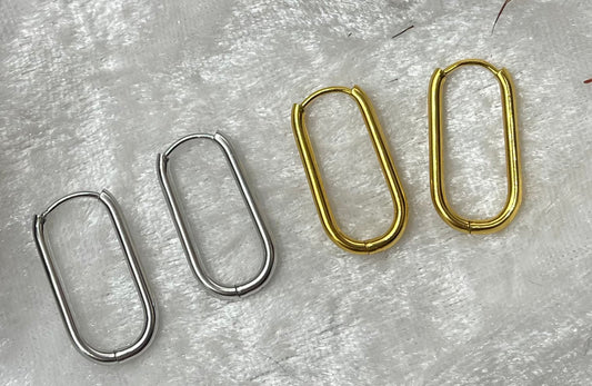Boucles d'Oreilles - Aline Style créole Rectangle * Or ou en Argent *