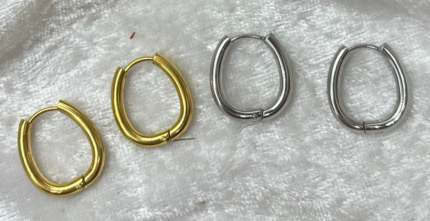 Boucles d'Oreilles Saline - Acier inoxydable - Créoles - Or ou en Argent