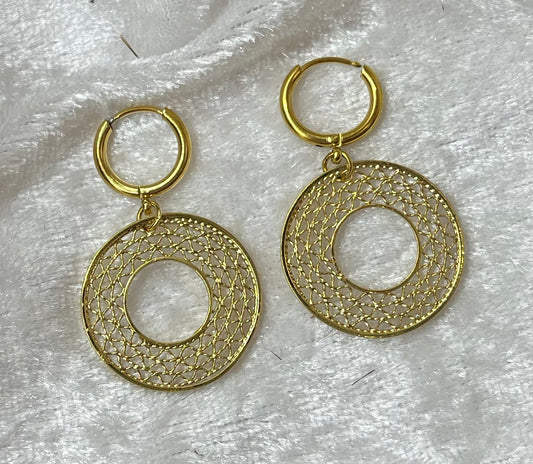Boucles d'oreilles lili - créoles et pendentif - Or