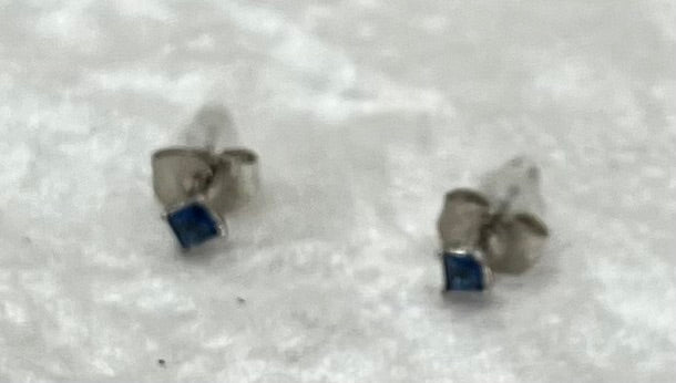 Boucles d'oreilles - avec zircon bleu - Acier inoxydable Argent