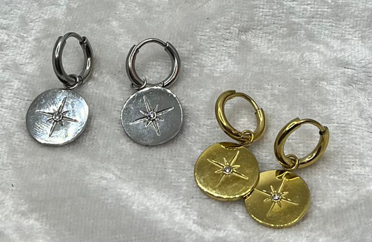 Boucles d'oreilles Créoles et son Pendentif Mode  Acier inoxydable Doré ou en Argent