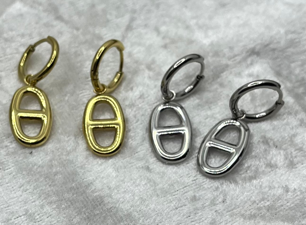 Boucles d'oreilles Mode et original - Pendentif agrafe - Acier inoxydable doré ou Argent