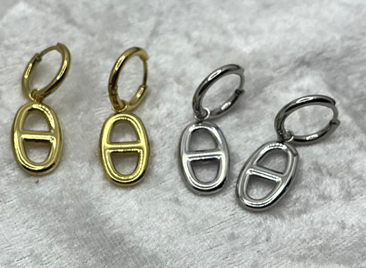 Boucles d'oreilles Mode et original - Pendentif agrafe - Acier inoxydable doré ou Argent