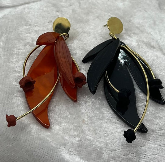 Boucles D'oreilles élégante - Pendentif style feuille - Acier inoxydable doré