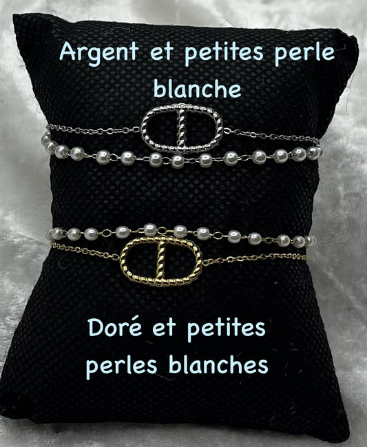 Bracelet Mode Femme orné de 2 chaines - Acier inoxydable en doré ou en argent