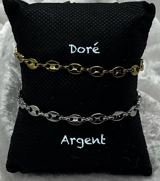 Bracelet style grain de café Femme - Acier inoxydable en doré ou en argent