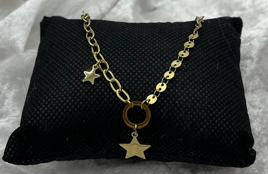 Bracelet Femme élégant Maillon Pendentif étoile - Acier inoxydable doré