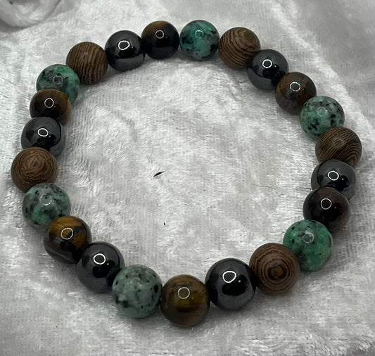 Bracelet Pierre Naturelle (10 mm) - Turquoise Afrique - Howlite - Oeil de Tigre