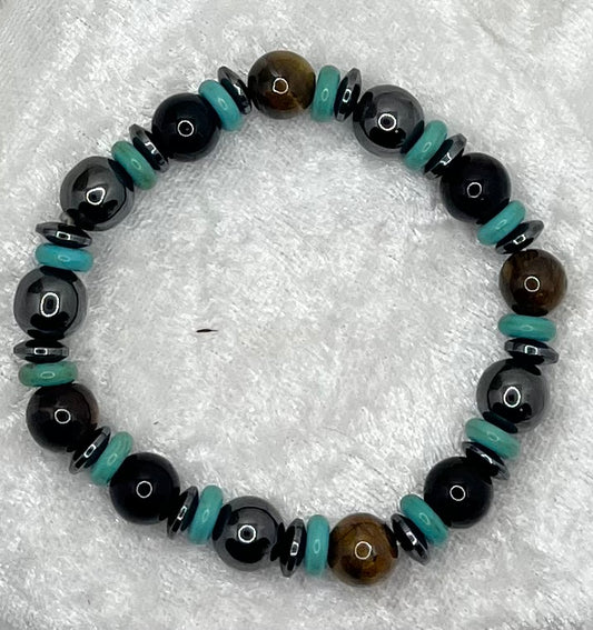 Bracelet Pierres Naturelles (10 mm) - Oeil de tigre - Hématite - Onyx