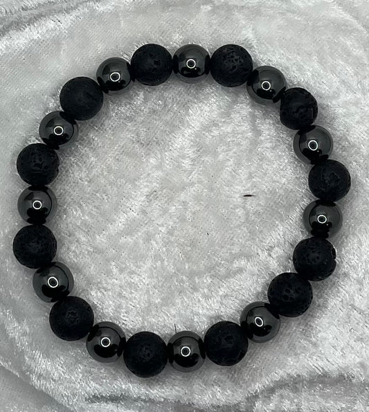 Bracelet Pierres Naturelles (10 mm) - Pierre de Lave - Hématite