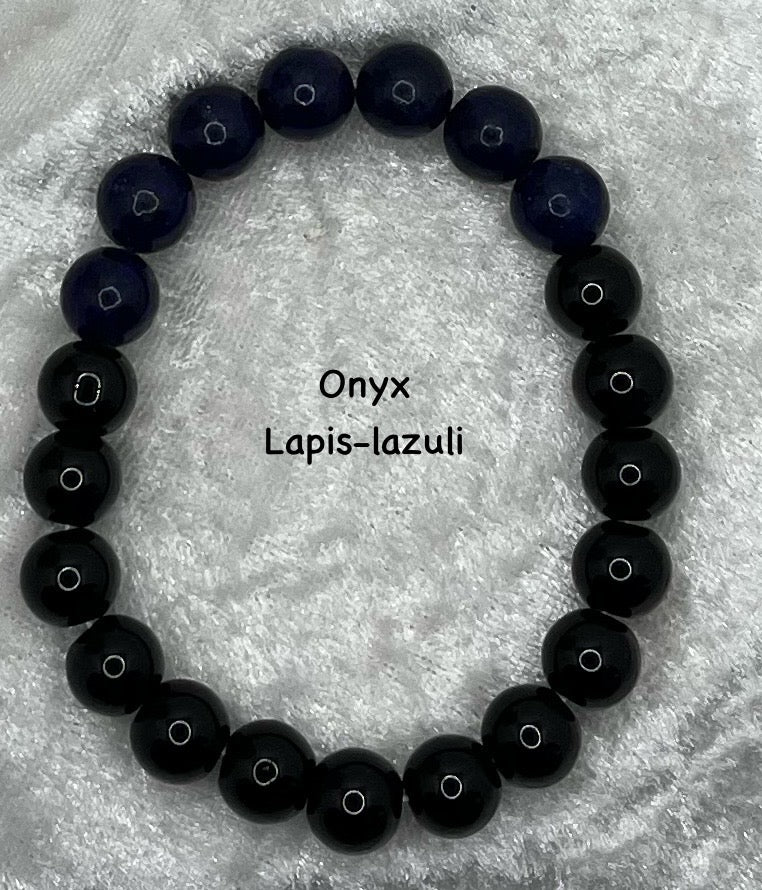 Bracelet Pierre Naturelle (10 mm) - Onyx, Lapis Lazulli
