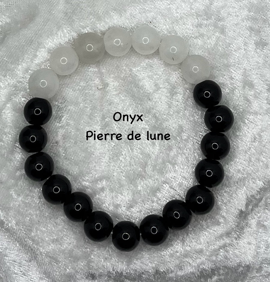 Bracelets Pierres Naturelles (10 mm) - Onyx, Pierre de Lune