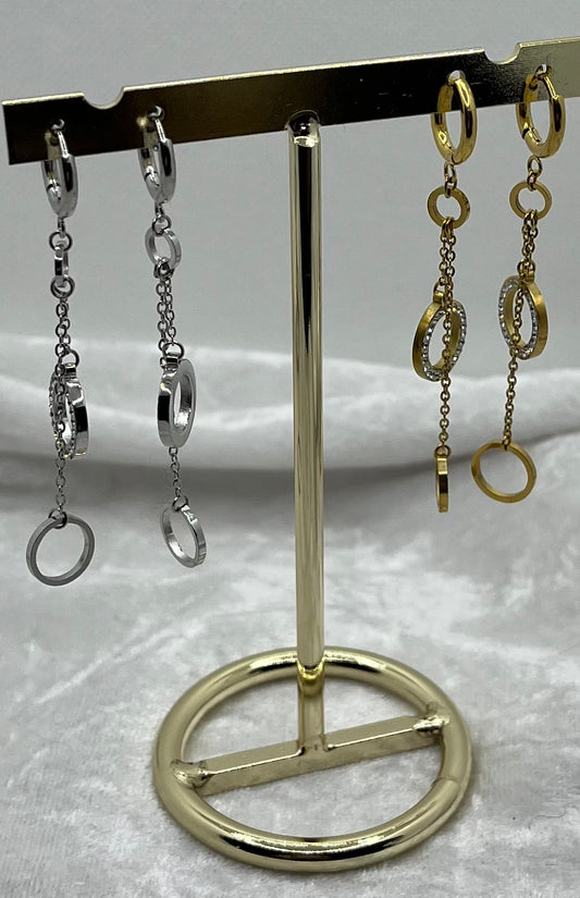 Boucles d'oreilles créoles Pendentif très chic - Doré ou Argenté