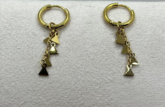 Boucles d'oreilles créoles Femme - Pendentif mode - Acier inoxydable - Doré