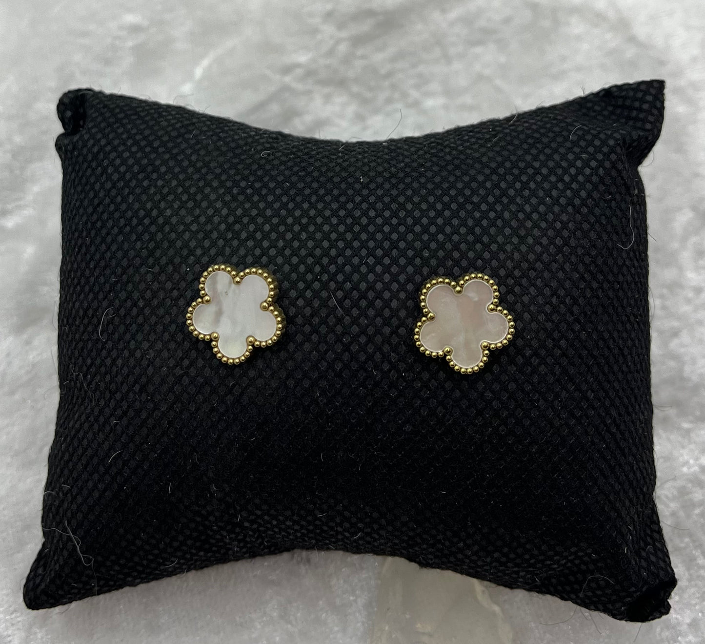 Boucles d'oreilles Femme Style Fleur et nacre - Acier inoxydable - Doré
