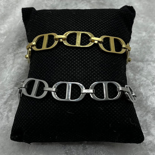 Bracelet Gros Maillon style Agrafe - Acier Inoxydable Doré ou en Argenté