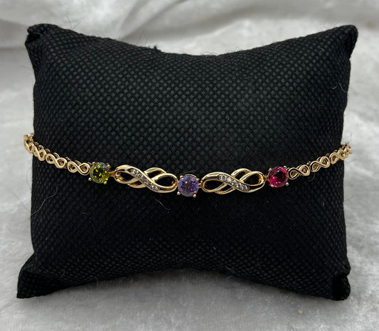 Bracelet Chic Femme Ornés de strass de couleurs brillant - Acier Inoxydable - Doré