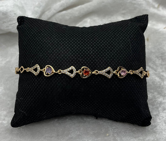 Bracelet Très chic Femme avec Strass de couleurs brillant - Acier Inoxydable Doré