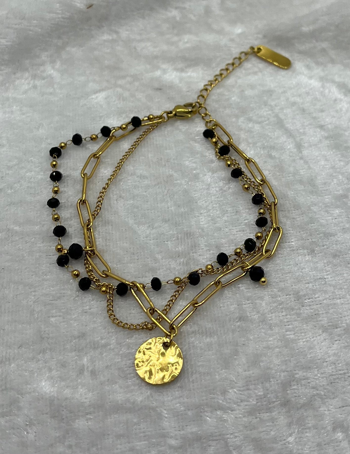 Bracelet Femme 3 Chaines et pendentif très chic Mode - Acier inoxydable doré