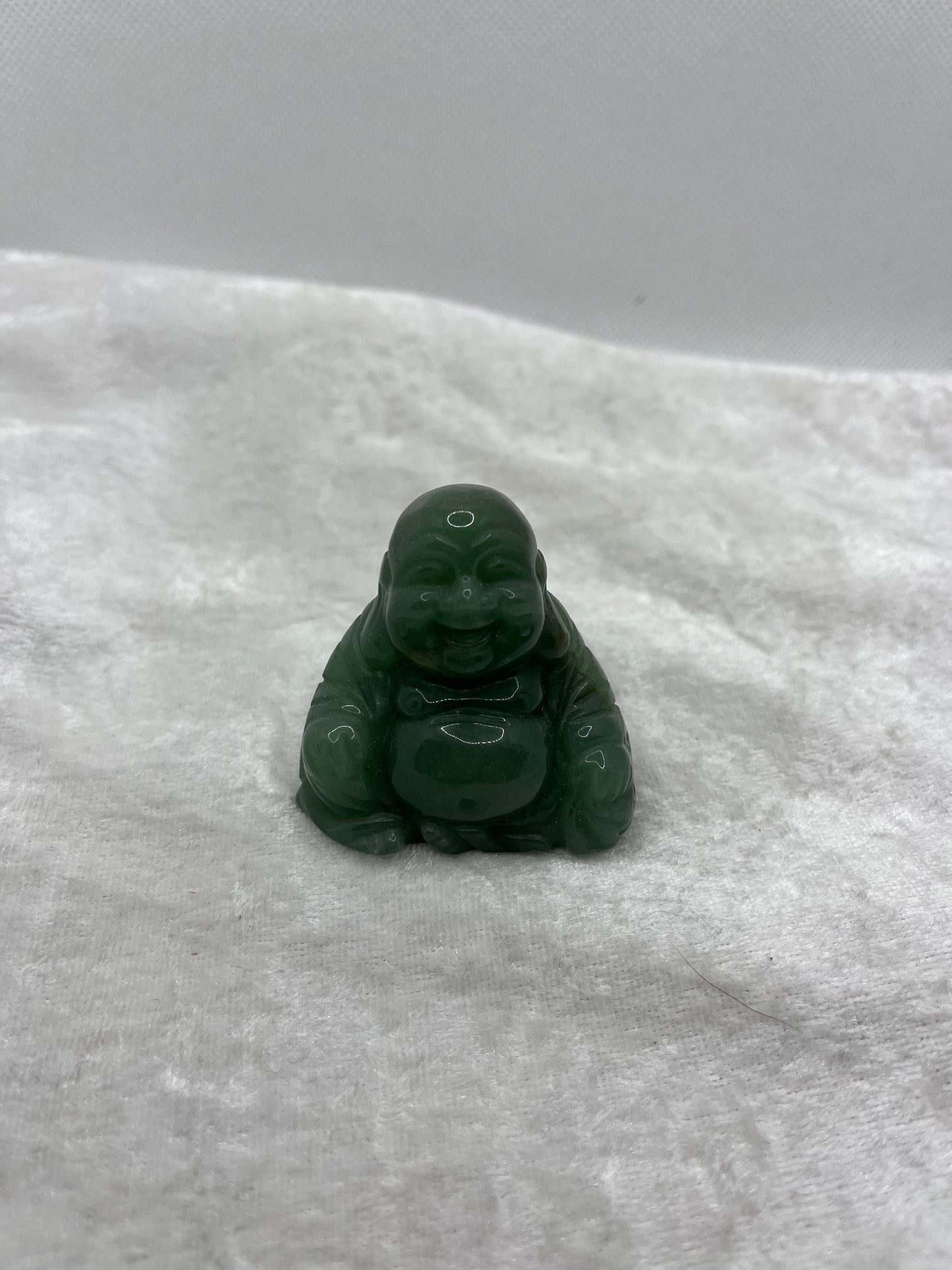 Statuette Bouddha rieur en Pierre Naturelle - Aventurine verte -Oeil de Taureau - Granite vert