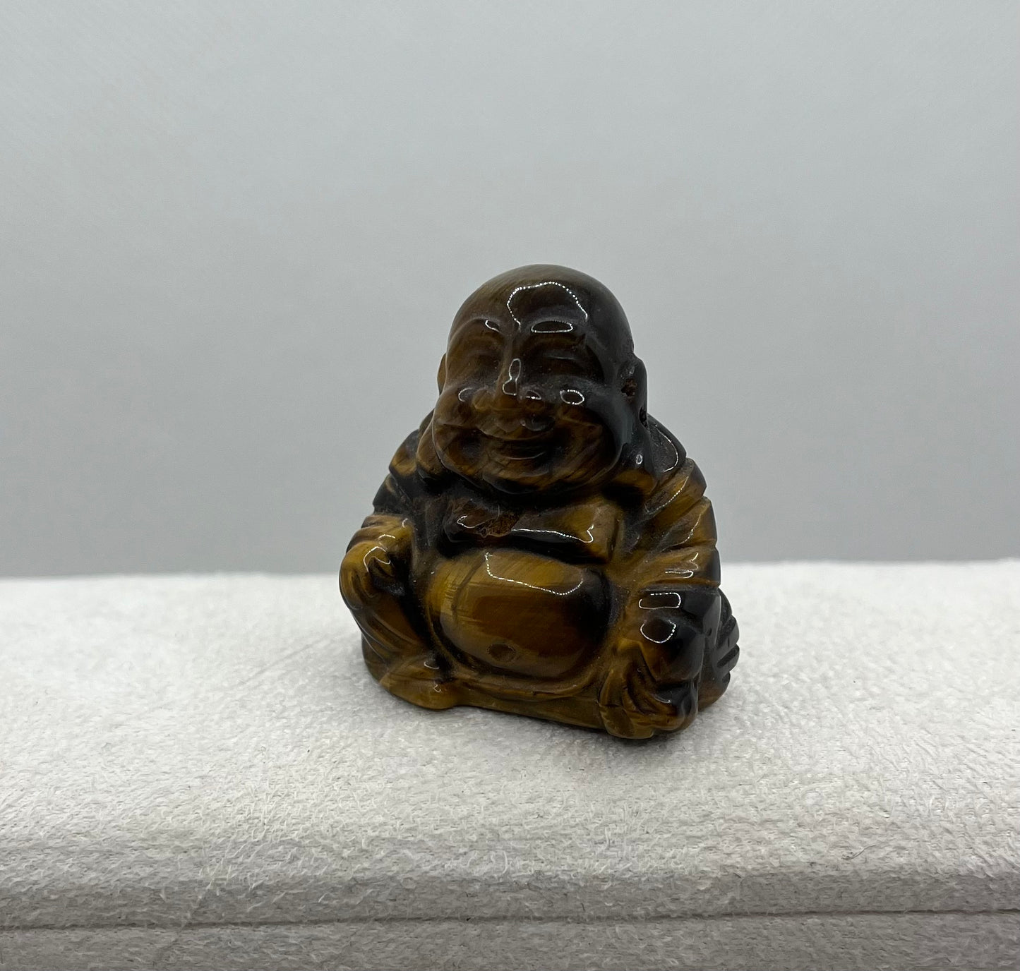 Statuette bouddha rieur en Pierre Naturelle - Oeil de Tigre