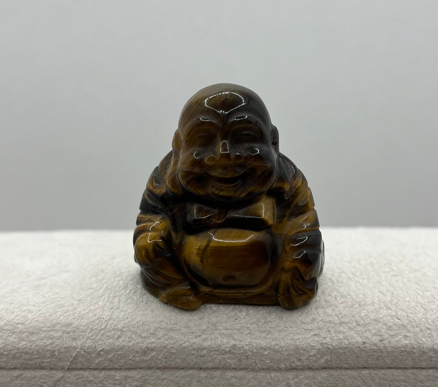 Statuette bouddha rieur en Pierre Naturelle - Oeil de Tigre