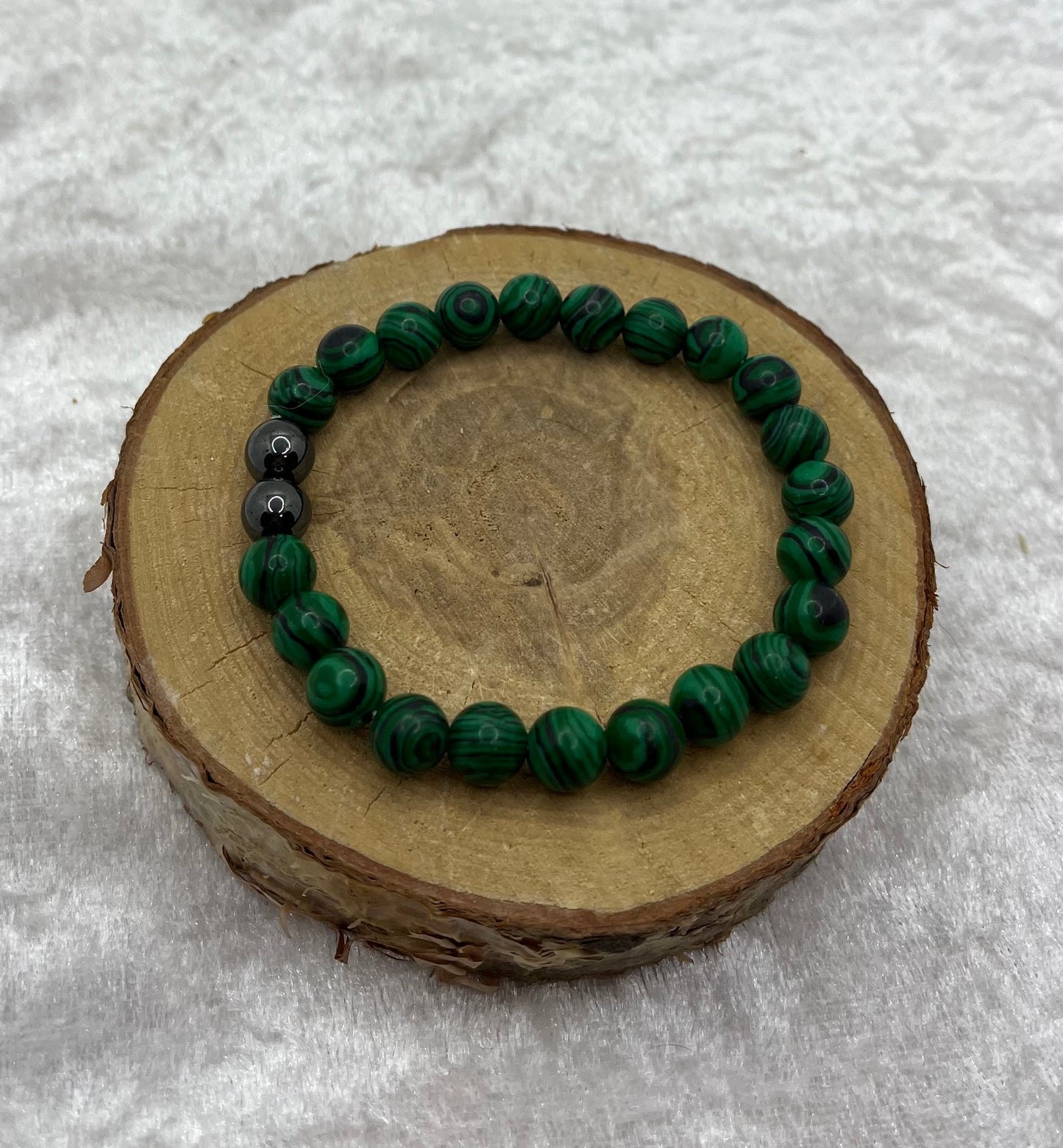 Bracelet Anti Douleur - en Malachite et Hématite