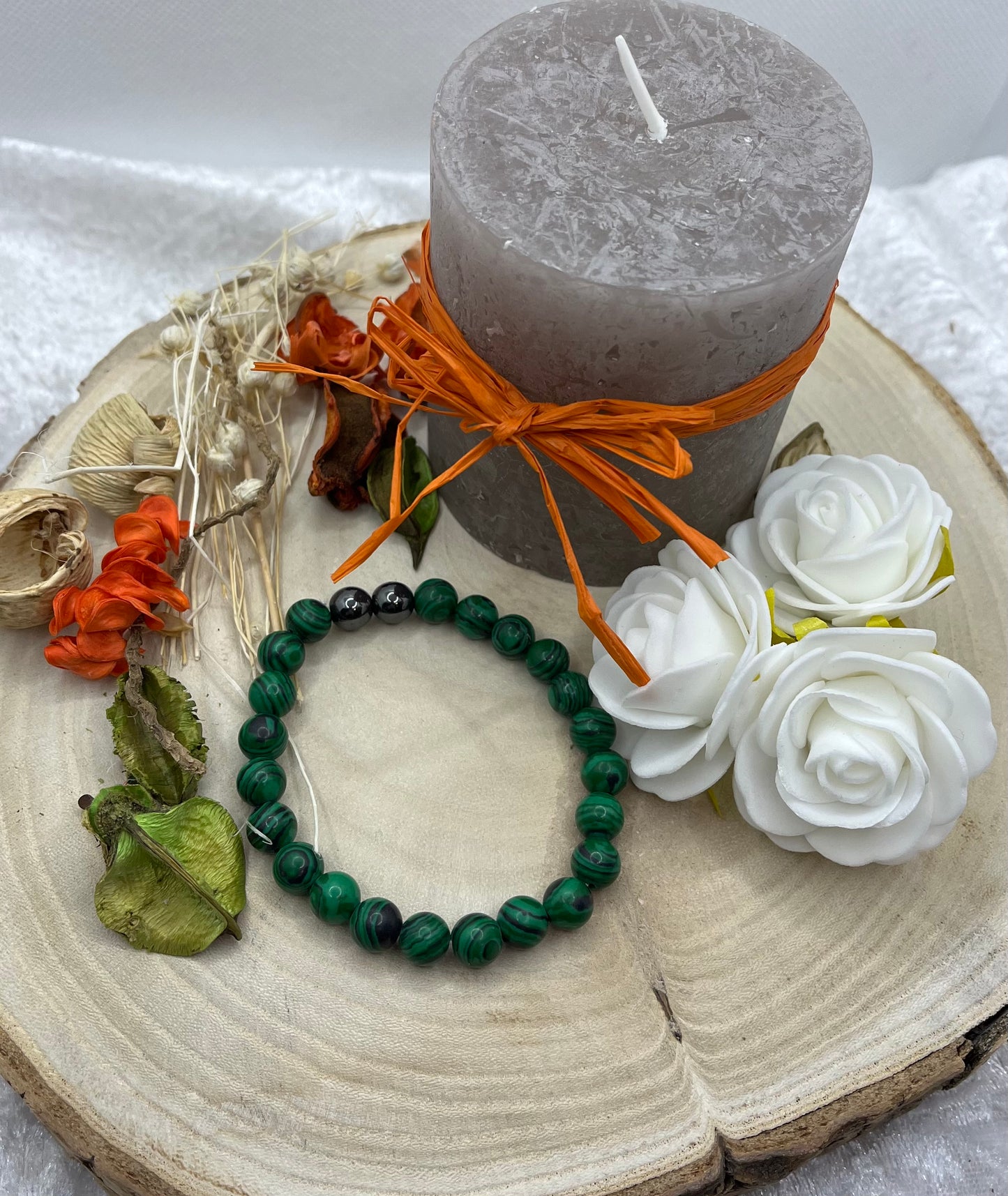 Bracelet Anti Douleur - en Malachite et Hématite