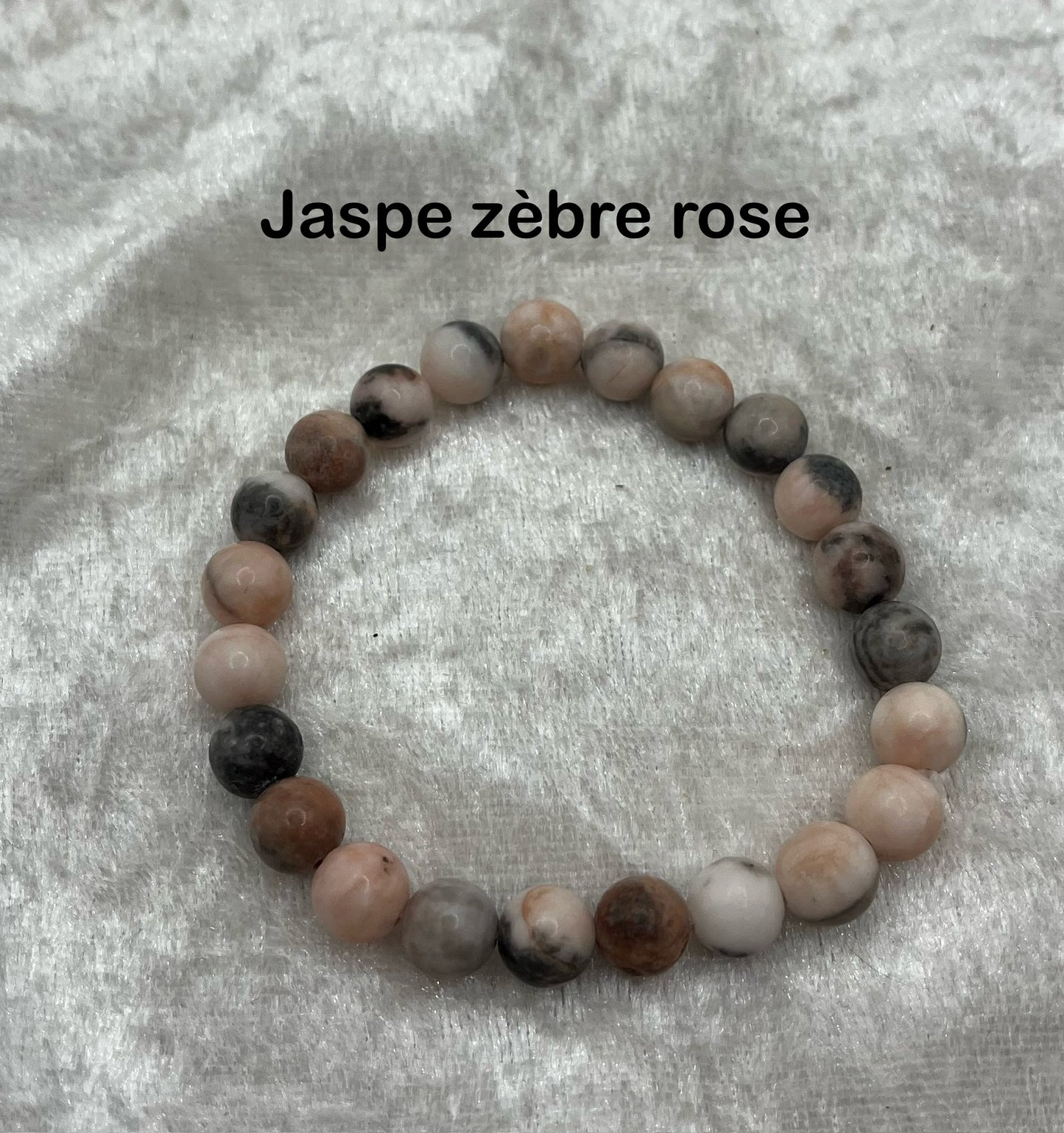 Bracelet en Pierre Naturelle en JASPE ZEBRE ROSE - Fait main