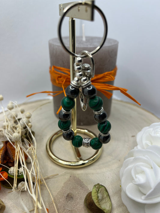 Porte Clé - Malachite - Hématite -Fait Main