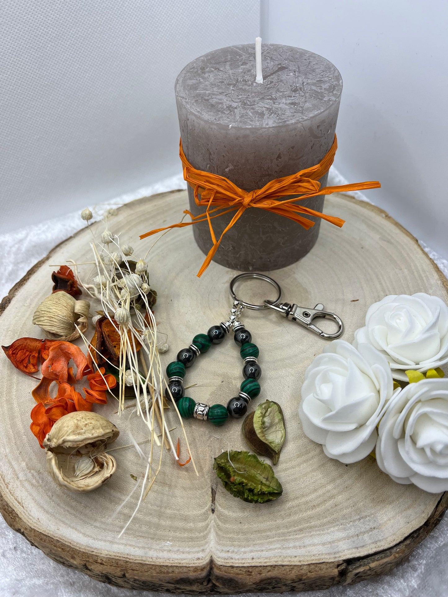 Porte Clé - Malachite - Hématite -Fait Main