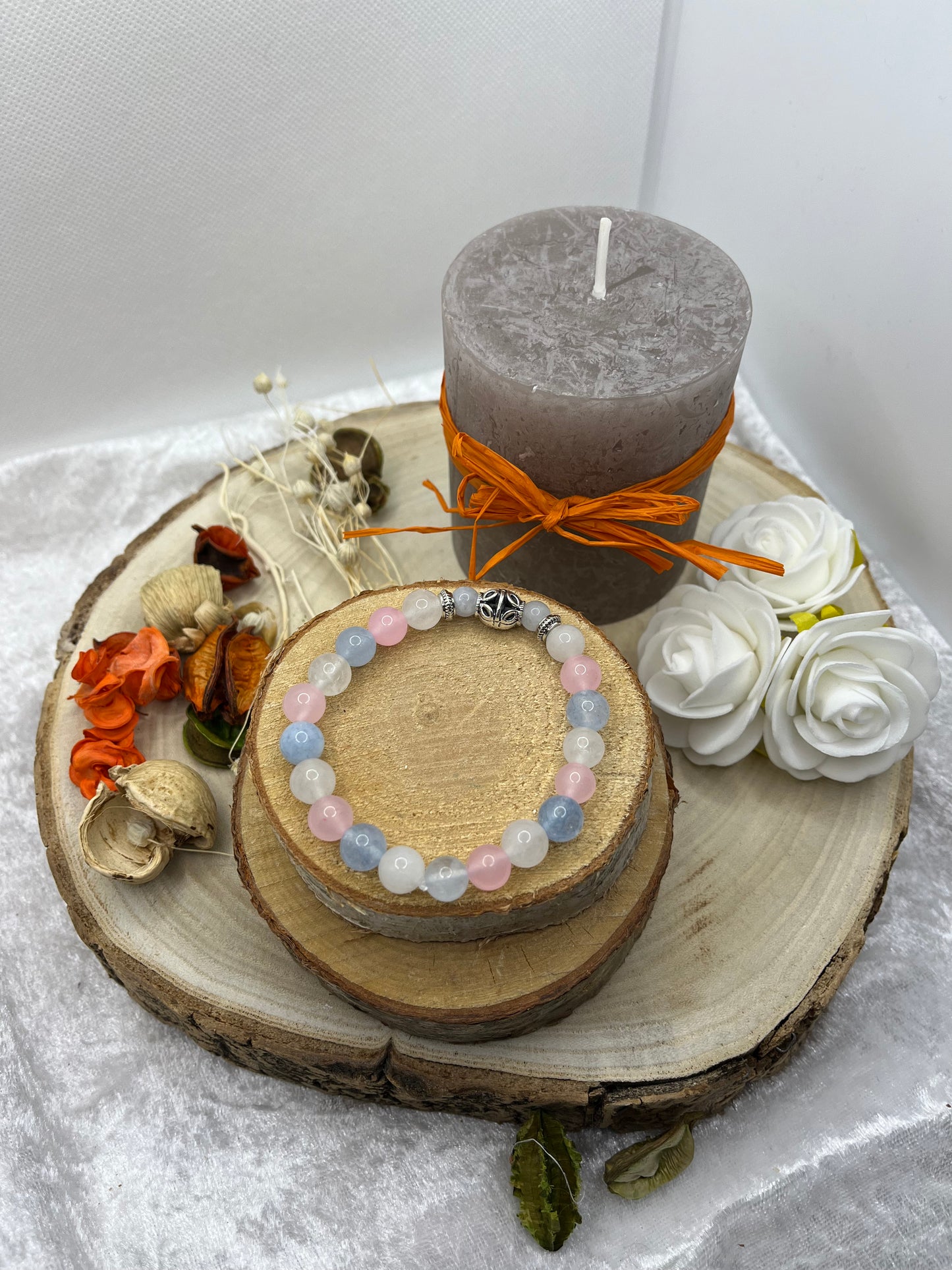 Bracelet Triples Protections - Pierre de Lune, Aigue Marine, Quartz Rose - Fait Main