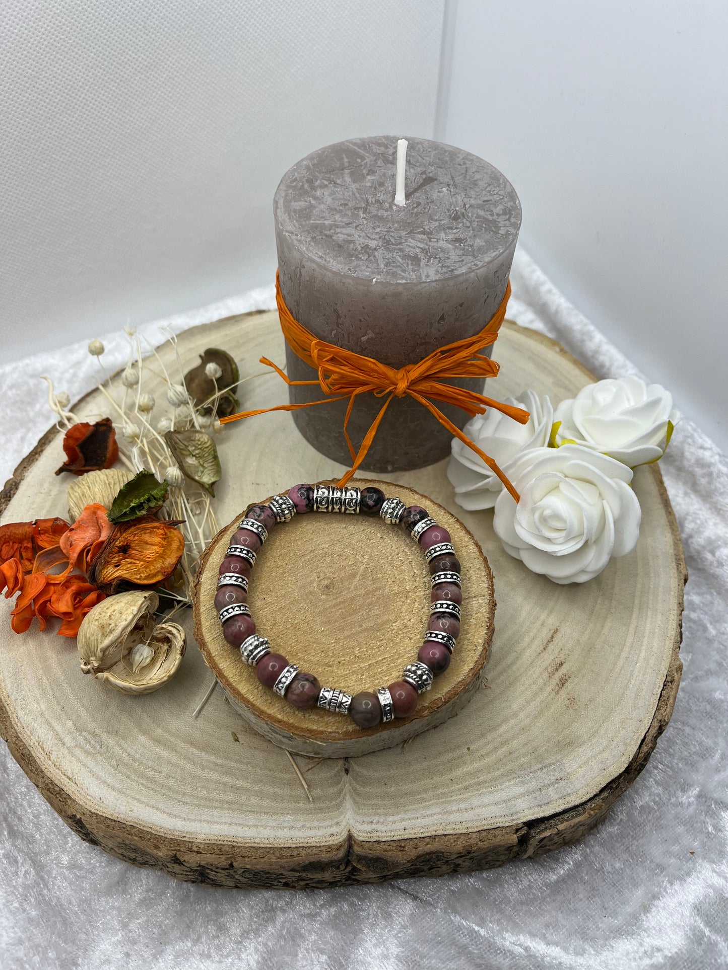 Bracelet Pierres Naturelles Rhodonite - Fait main