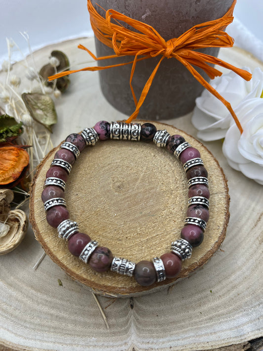 Bracelet Pierres Naturelles Rhodonite - Fait main