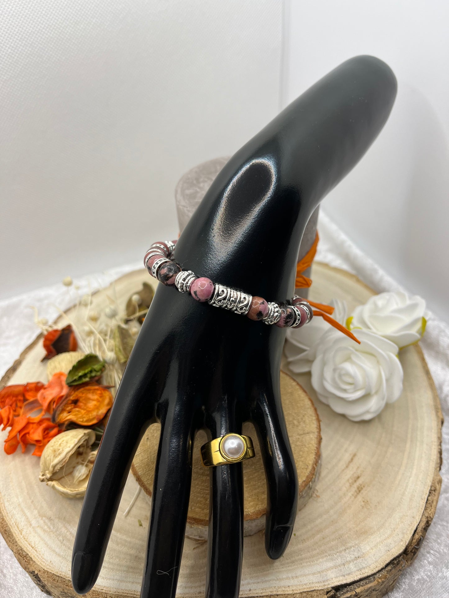 Bracelet Pierres Naturelles Rhodonite - Fait main