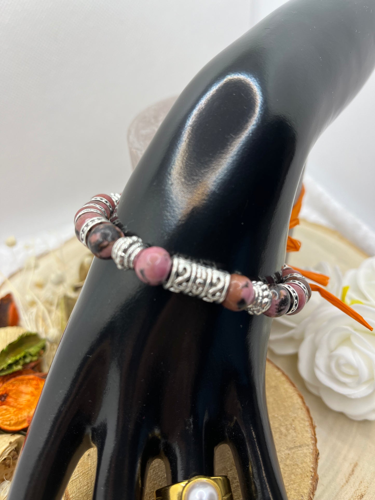 Bracelet Pierres Naturelles Rhodonite - Fait main