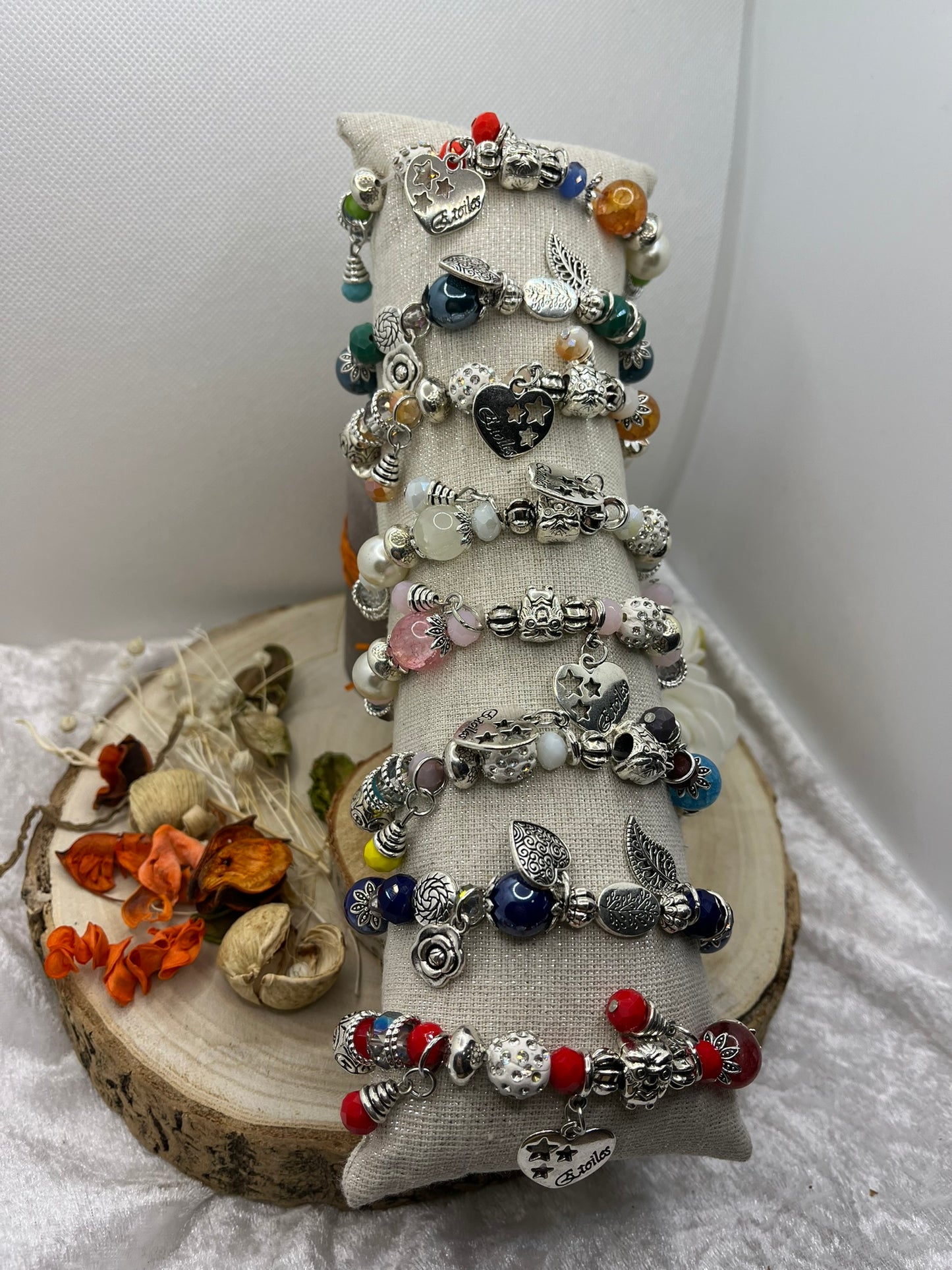 Bracelet fantaisie très chic mode ornés de pendentif coeur - acier inoxydable